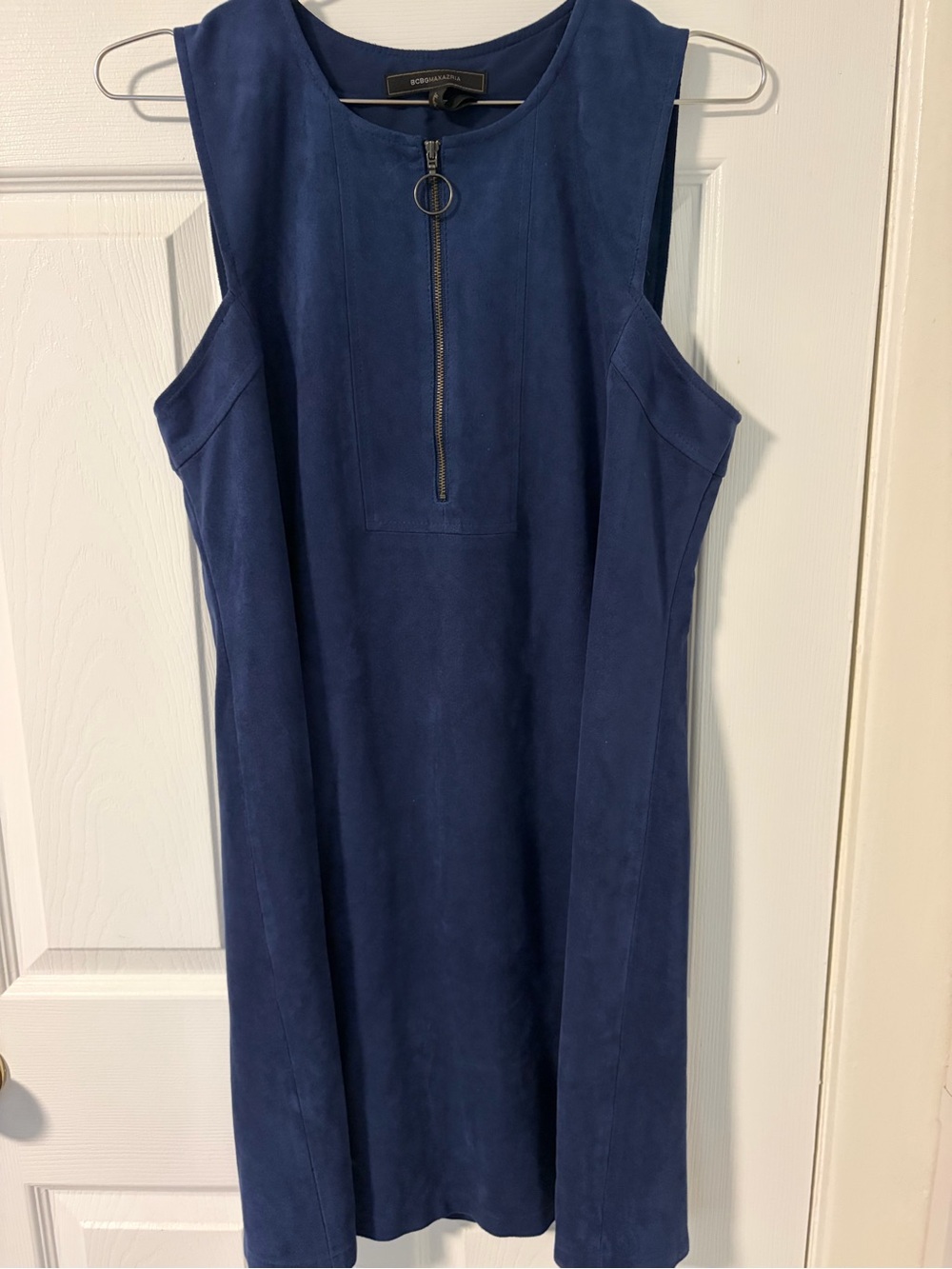 BCBG Navy Sleeveless Zip-Front Mini Dress